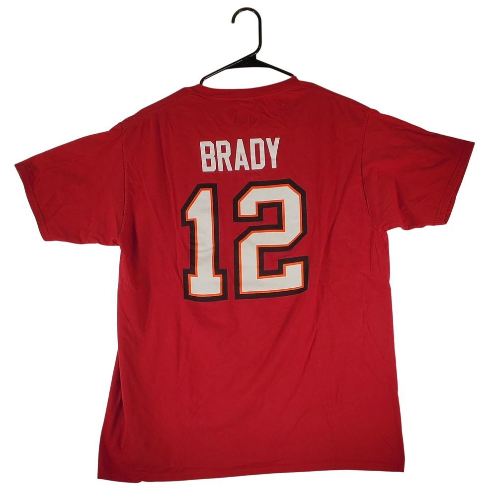 Mens Red Tampa Bay Buccaneers‎ NFL Tom Brady 12 Football Jersey T Shirt Large